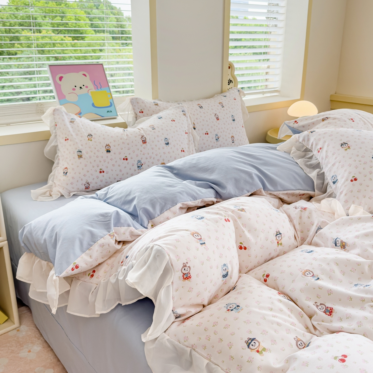 91家纺网 家纺一手货源 找家纺 橘子家 2025新款云纱四件套 拉布布