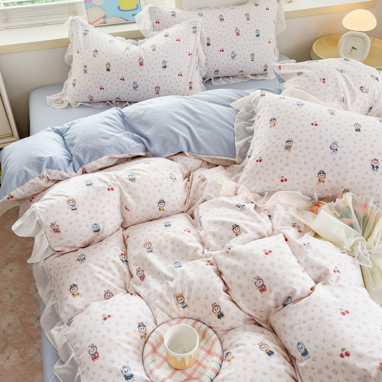 91家纺网 家纺一手货源 找家纺 橘子家 2025新款云纱四件套 拉布布