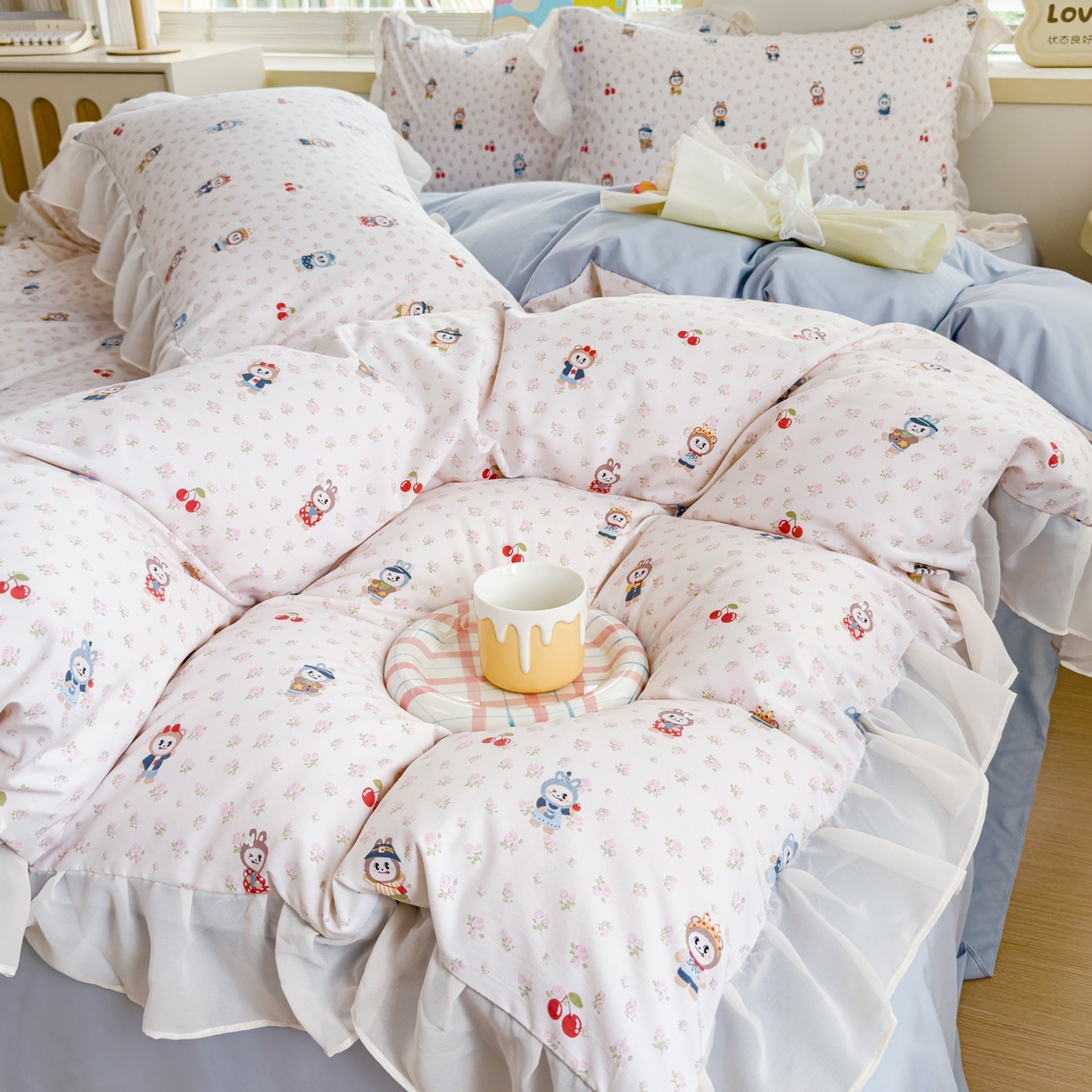 91家纺网 家纺一手货源 找家纺 橘子家 2025新款云纱四件套 拉布布