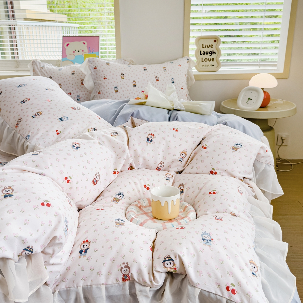 91家纺网 家纺一手货源 找家纺 橘子家 2025新款云纱四件套 拉布布