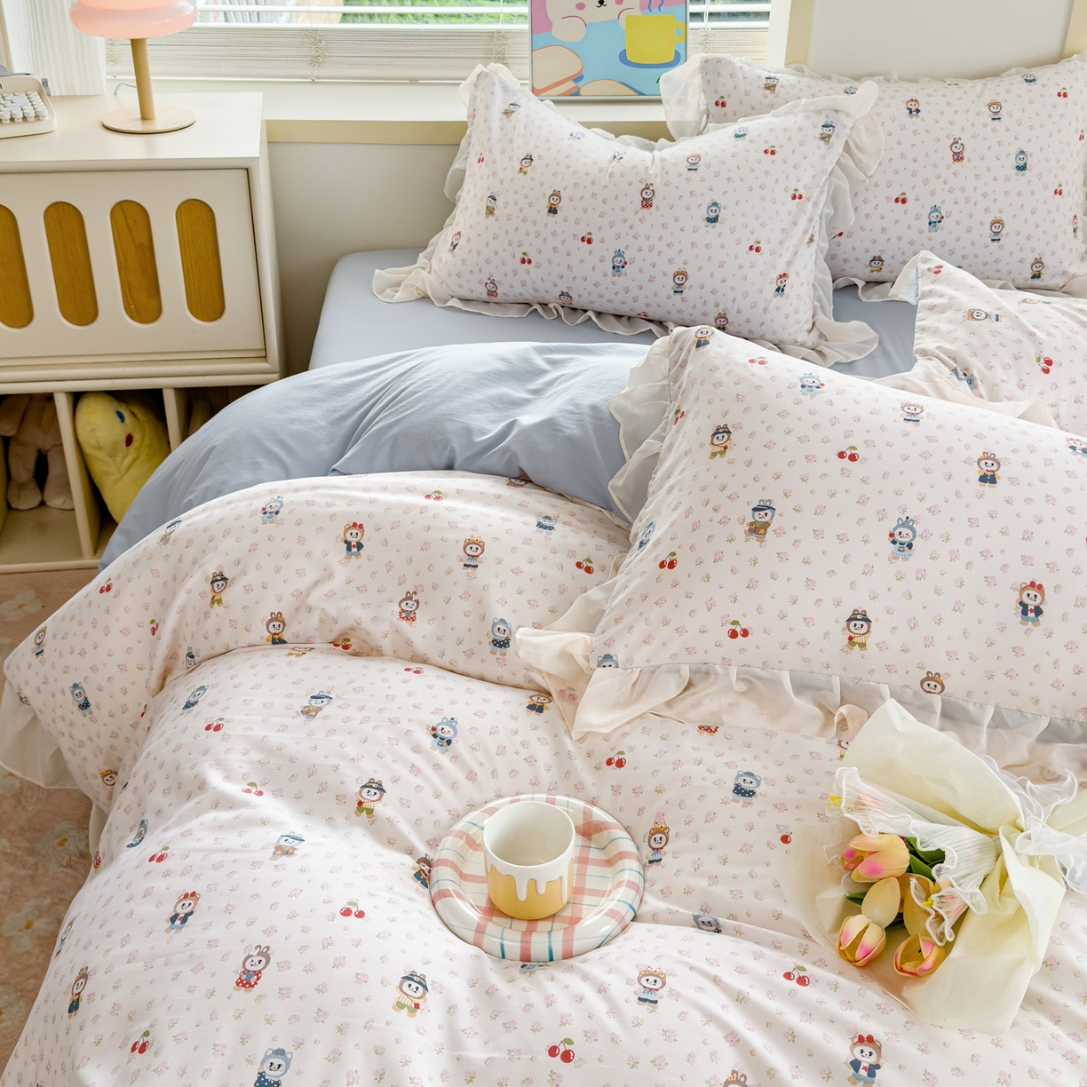 91家纺网 家纺一手货源 找家纺 橘子家 2025新款云纱四件套 拉布布