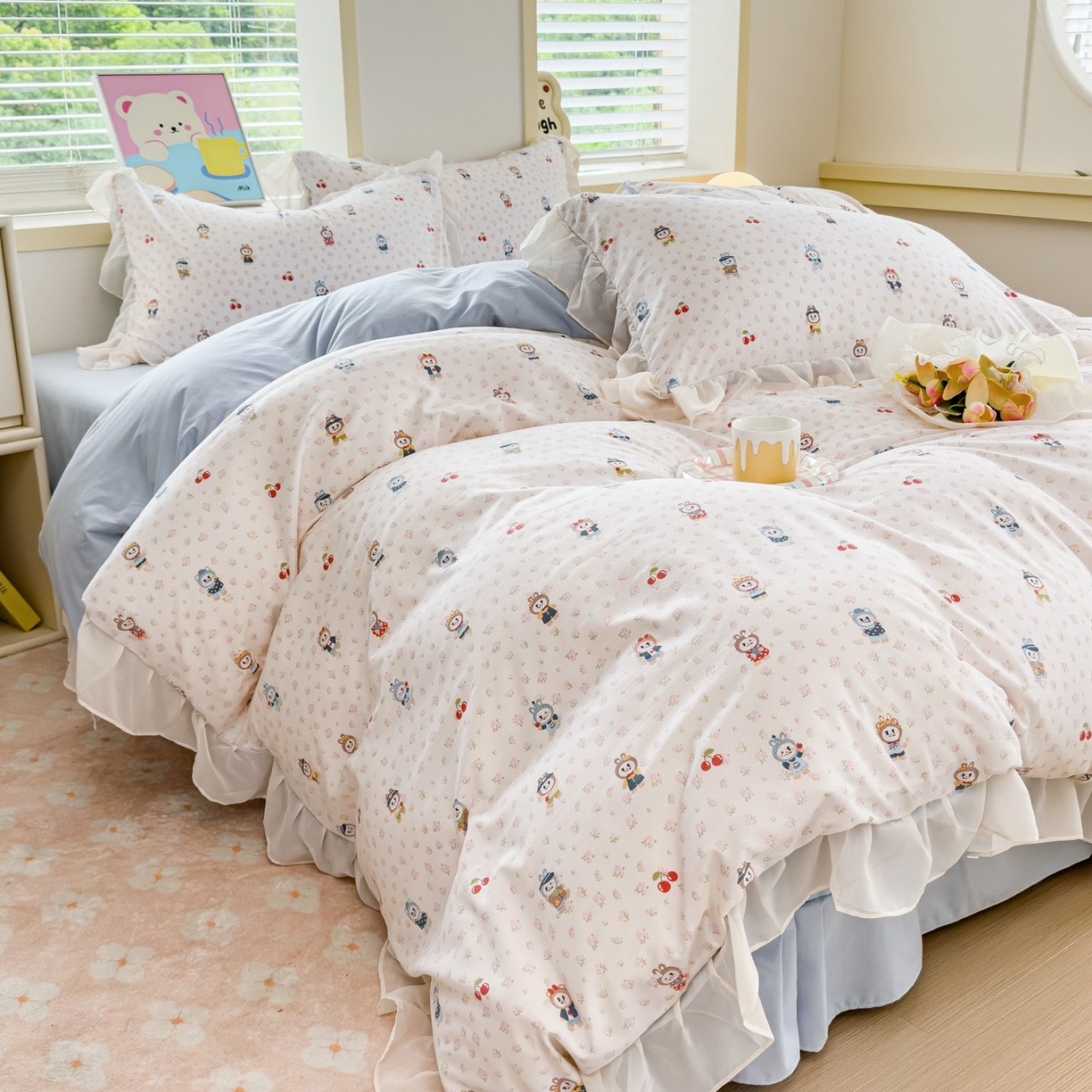 91家纺网 家纺一手货源 找家纺 橘子家 2025新款云纱四件套 拉布布