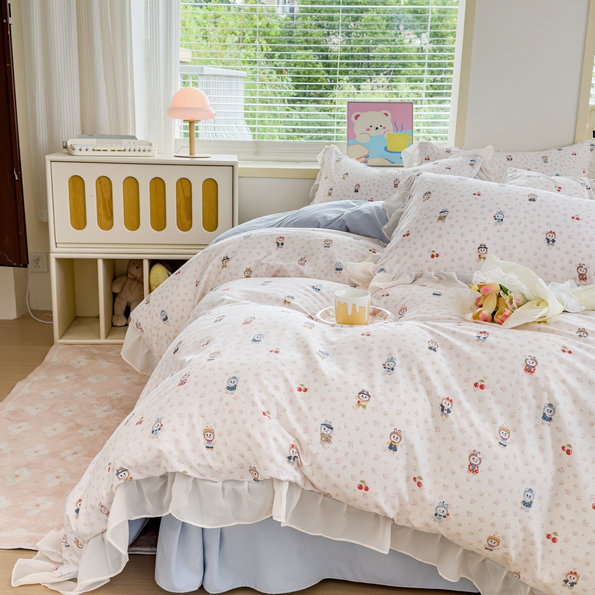 91家纺网 家纺一手货源 找家纺 橘子家 2025新款云纱四件套 拉布布