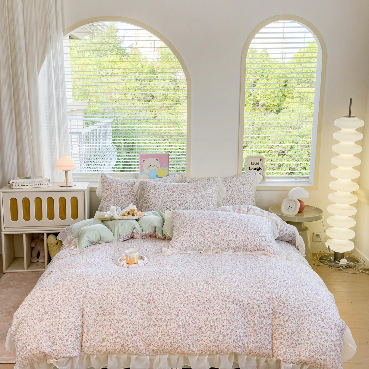 91家纺网 家纺一手货源 找家纺 橘子家 2025新款云纱四件套 兰亭序