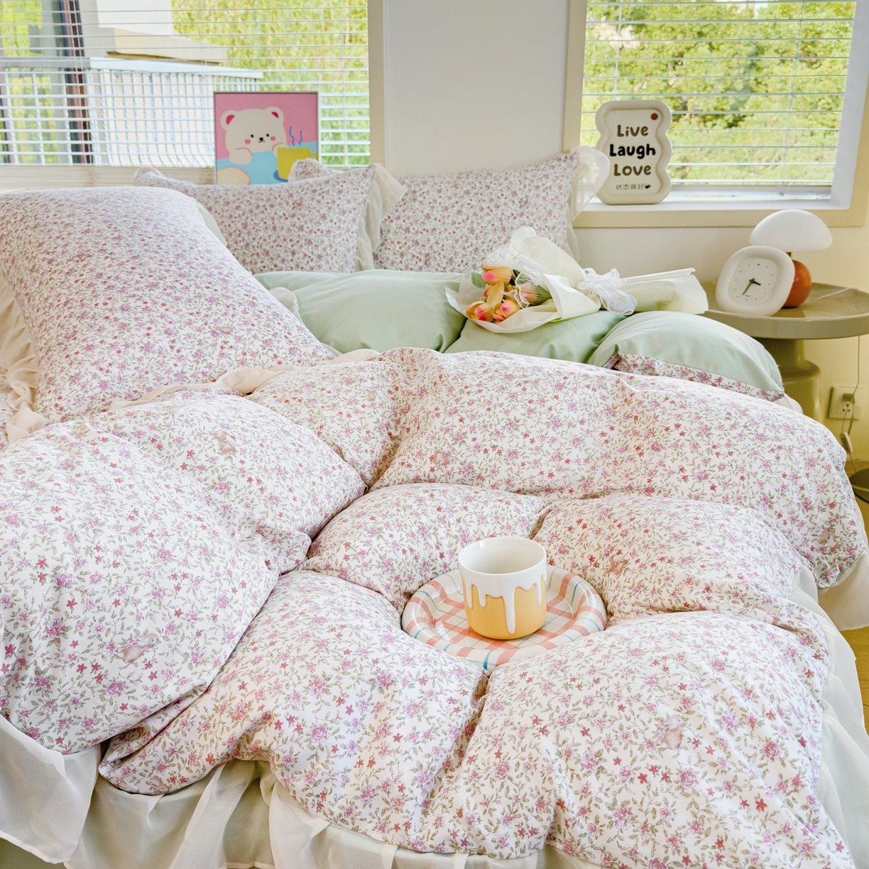 91家纺网 家纺一手货源 找家纺 橘子家 2025新款云纱四件套 兰亭序