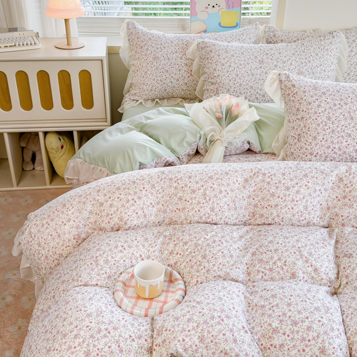 91家纺网 家纺一手货源 找家纺 橘子家 2025新款云纱四件套 兰亭序