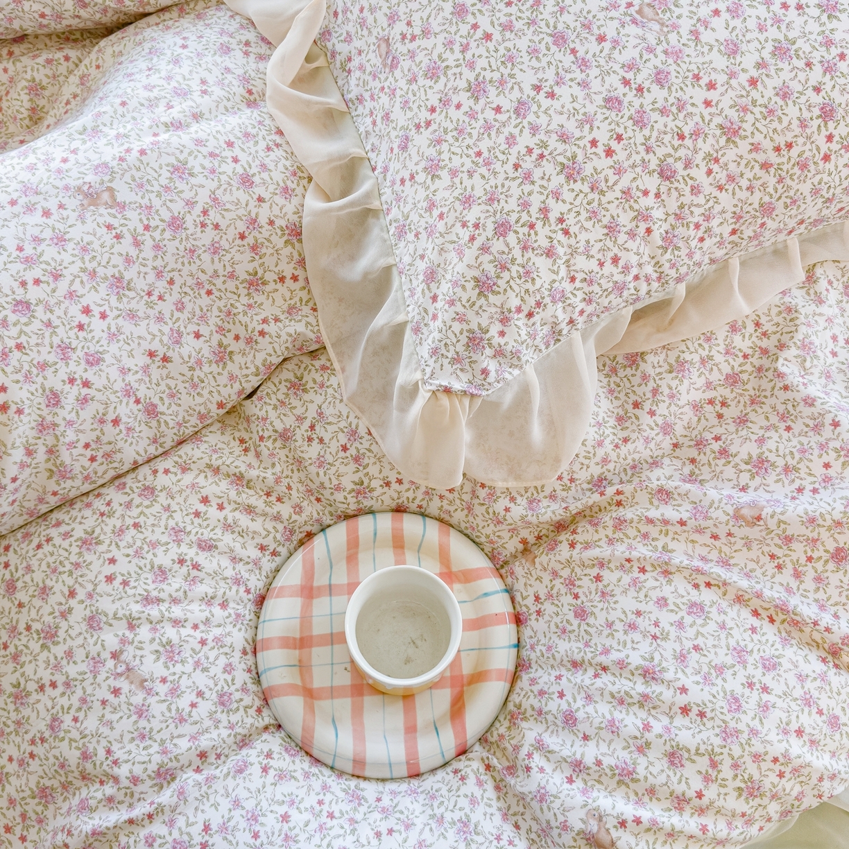 91家纺网 家纺一手货源 找家纺 橘子家 2025新款云纱四件套 兰亭序