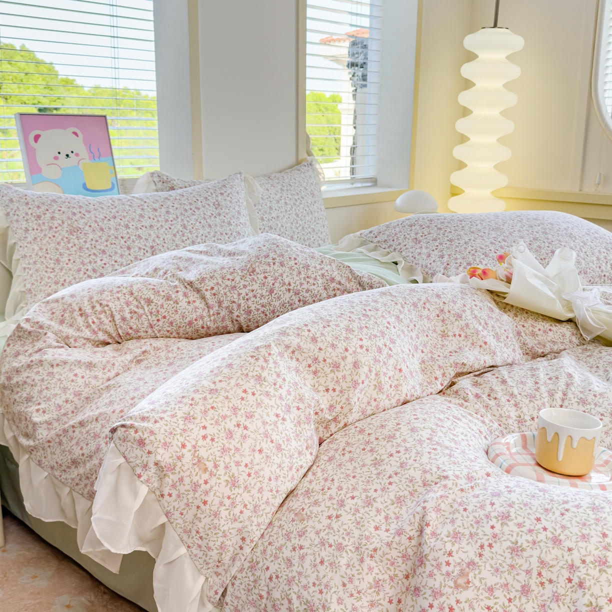 91家纺网 家纺一手货源 找家纺 橘子家 2025新款云纱四件套 兰亭序