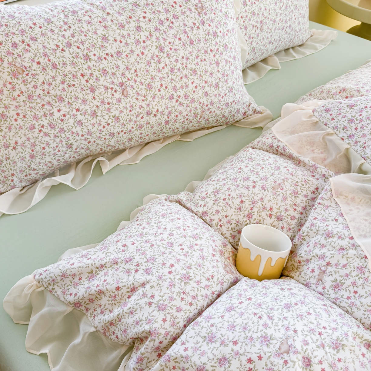 91家纺网 家纺一手货源 找家纺 橘子家 2025新款云纱四件套 兰亭序