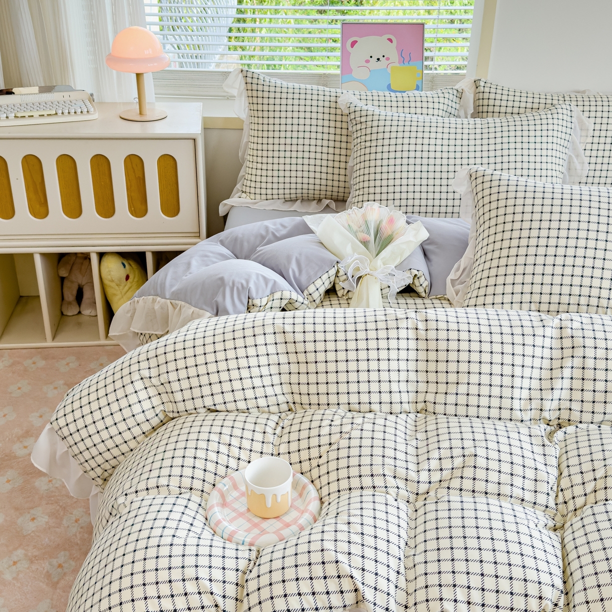 91家纺网 家纺一手货源 找家纺 橘子家 2025新款云纱四件套 米格