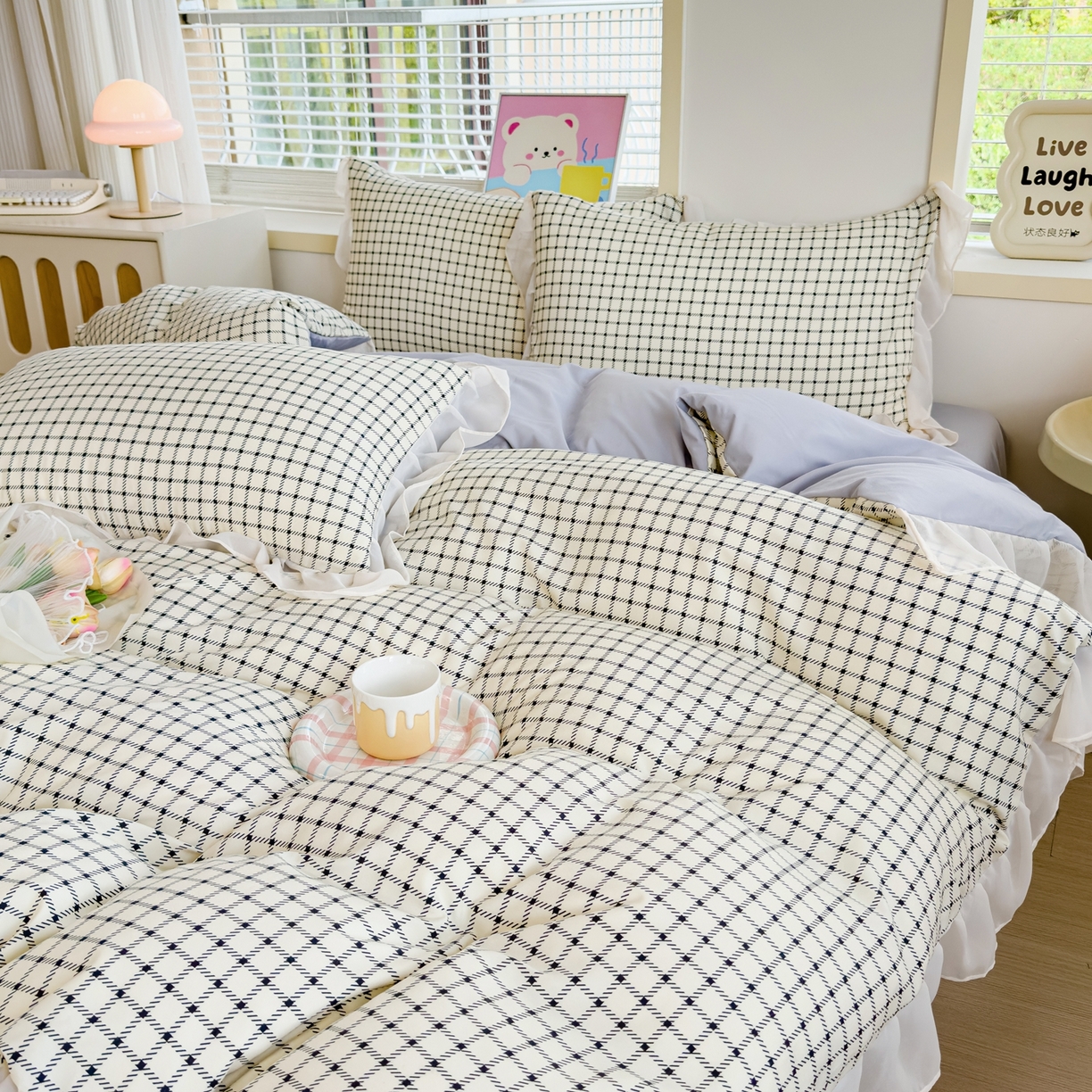 91家纺网 家纺一手货源 找家纺 橘子家 2025新款云纱四件套 米格