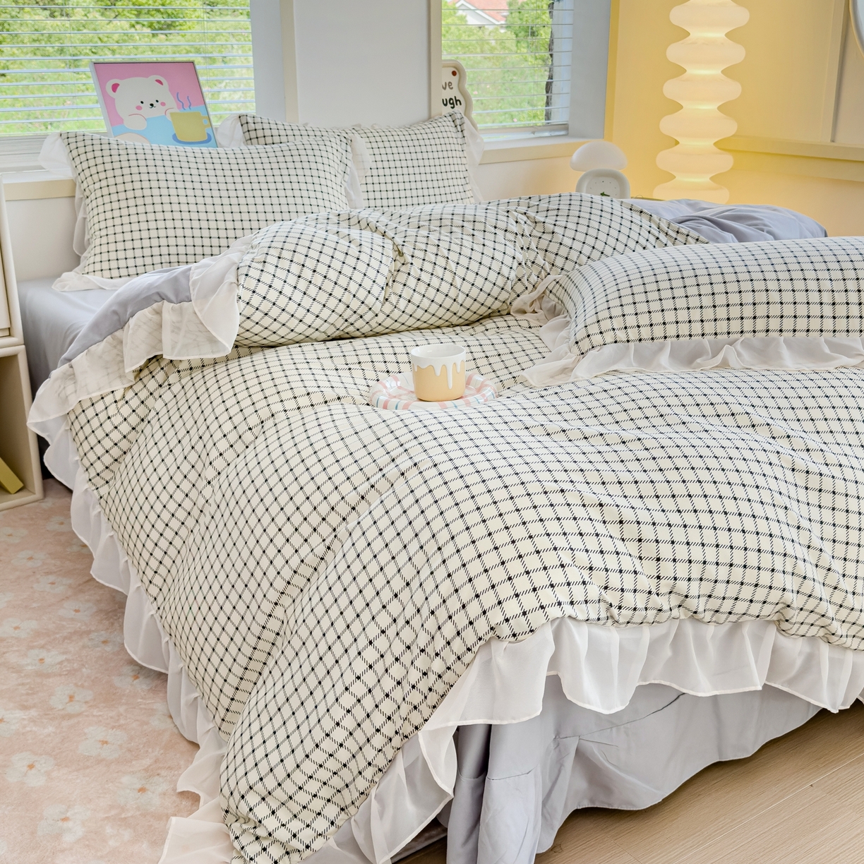 91家纺网 家纺一手货源 找家纺 橘子家 2025新款云纱四件套 米格