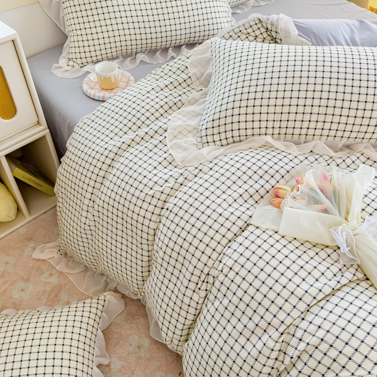 91家纺网 家纺一手货源 找家纺 橘子家 2025新款云纱四件套 米格