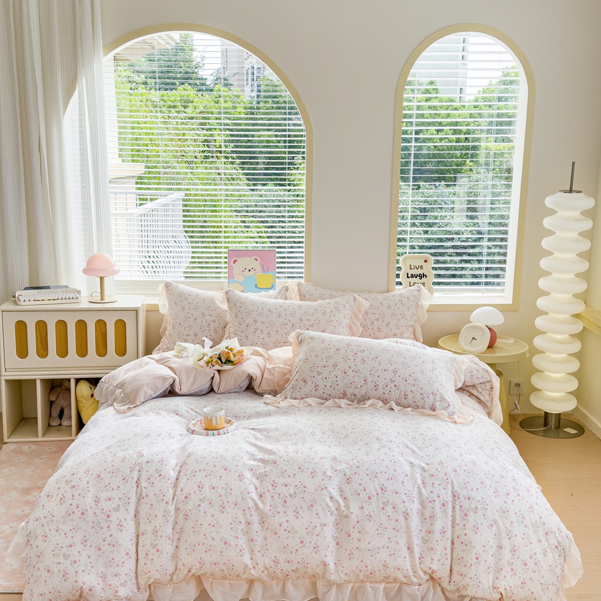 91家纺网 家纺一手货源 找家纺 橘子家 2025新款云纱四件套  清风半夏