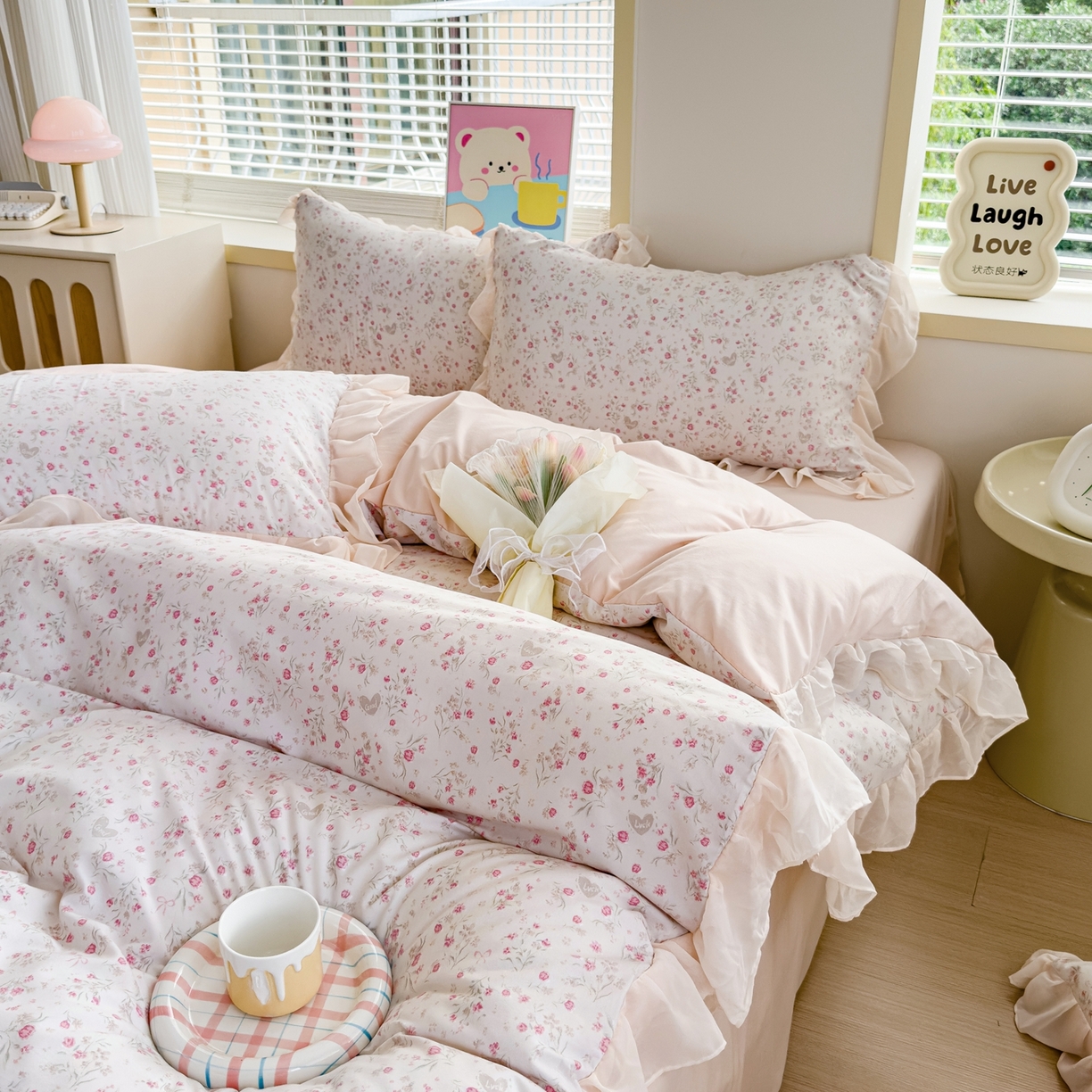 91家纺网 家纺一手货源 找家纺 橘子家 2025新款云纱四件套  清风半夏