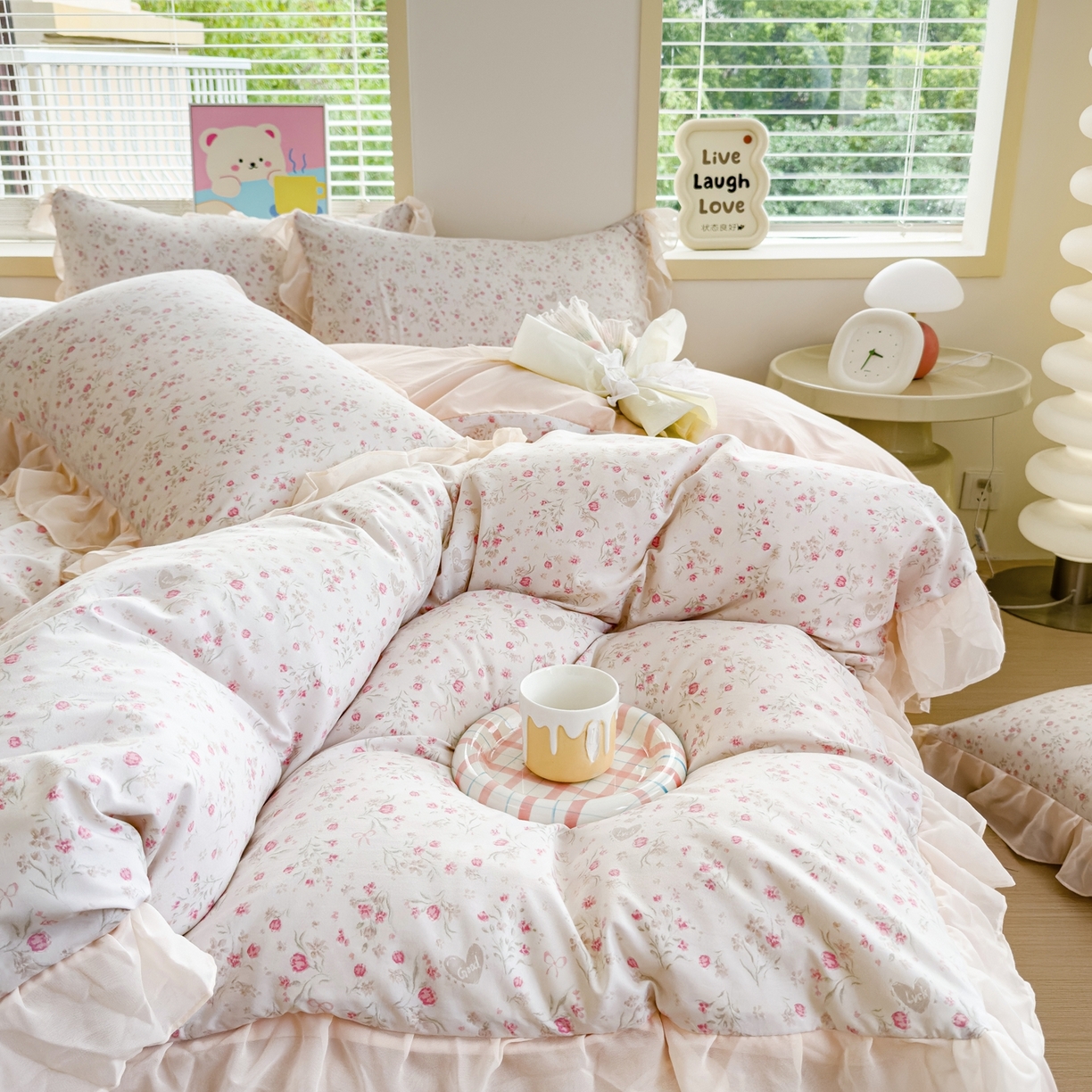 91家纺网 家纺一手货源 找家纺 橘子家 2025新款云纱四件套  清风半夏