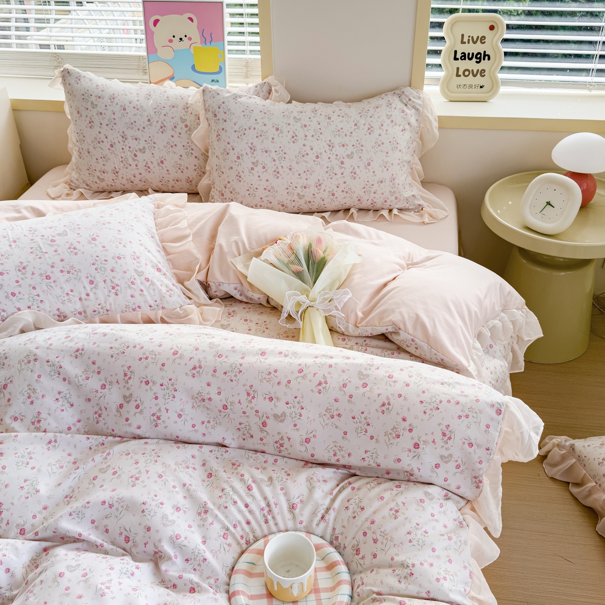 91家纺网 家纺一手货源 找家纺 橘子家 2025新款云纱四件套  清风半夏