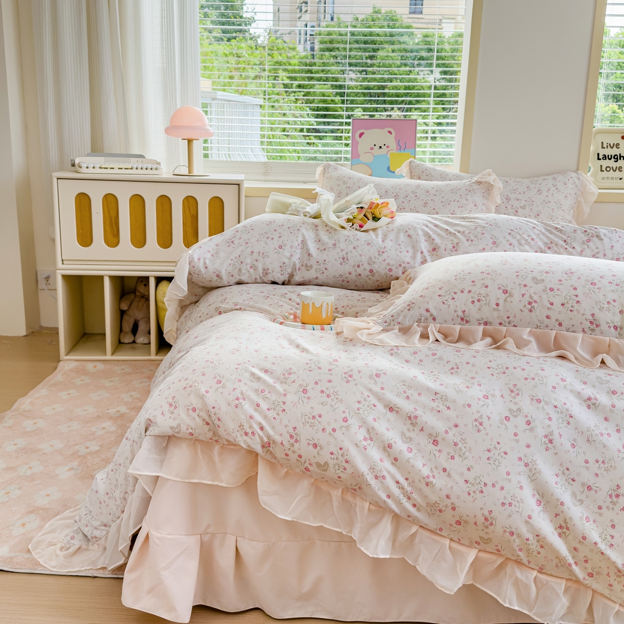 91家纺网 家纺一手货源 找家纺 橘子家 2025新款云纱四件套  清风半夏