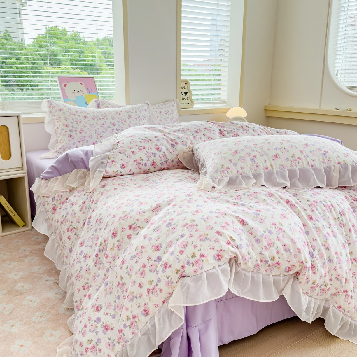 91家纺网 家纺一手货源 找家纺 橘子家 2025新款云纱四件套 十里桃花