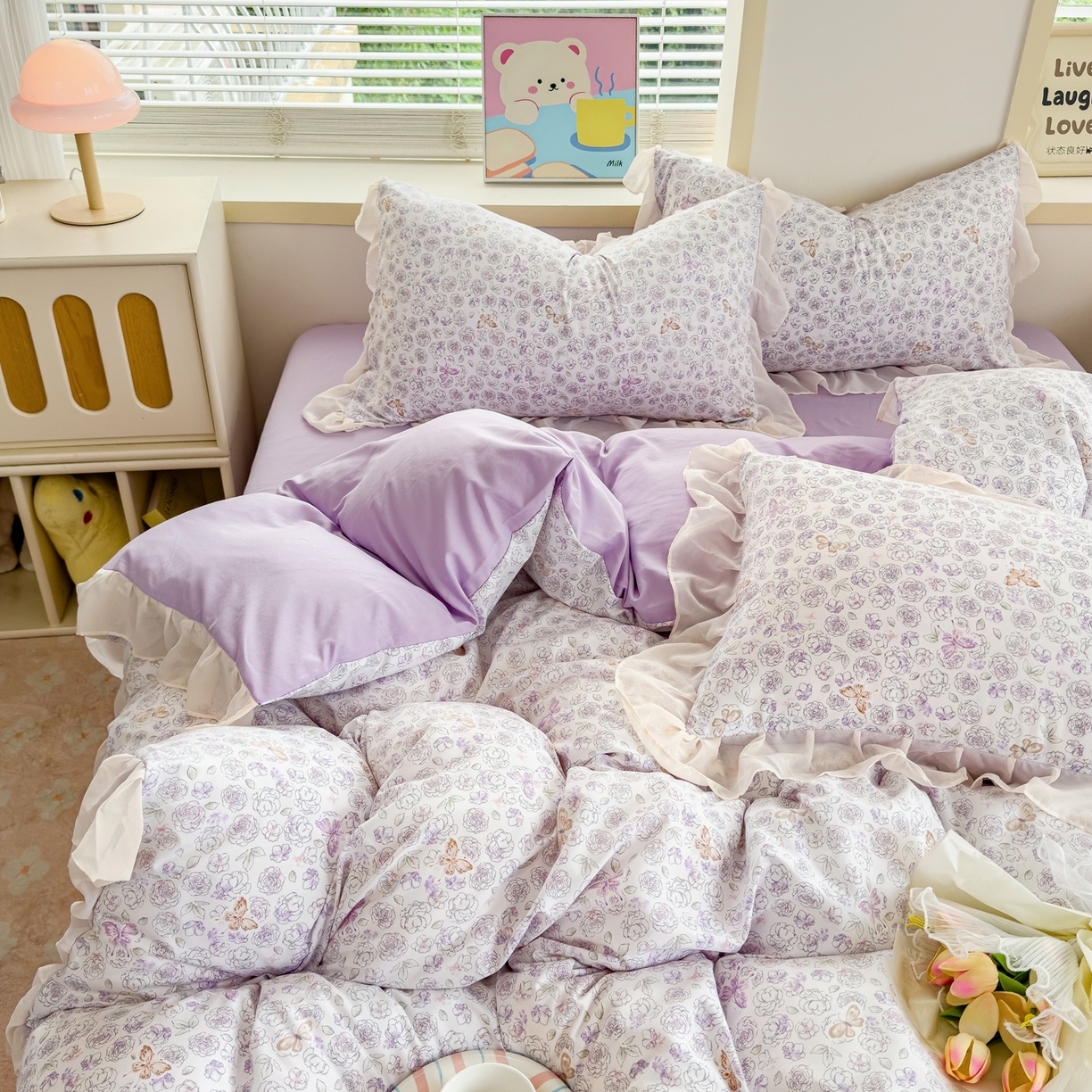 91家纺网 家纺一手货源 找家纺 橘子家 2025新款云纱四件套 星月