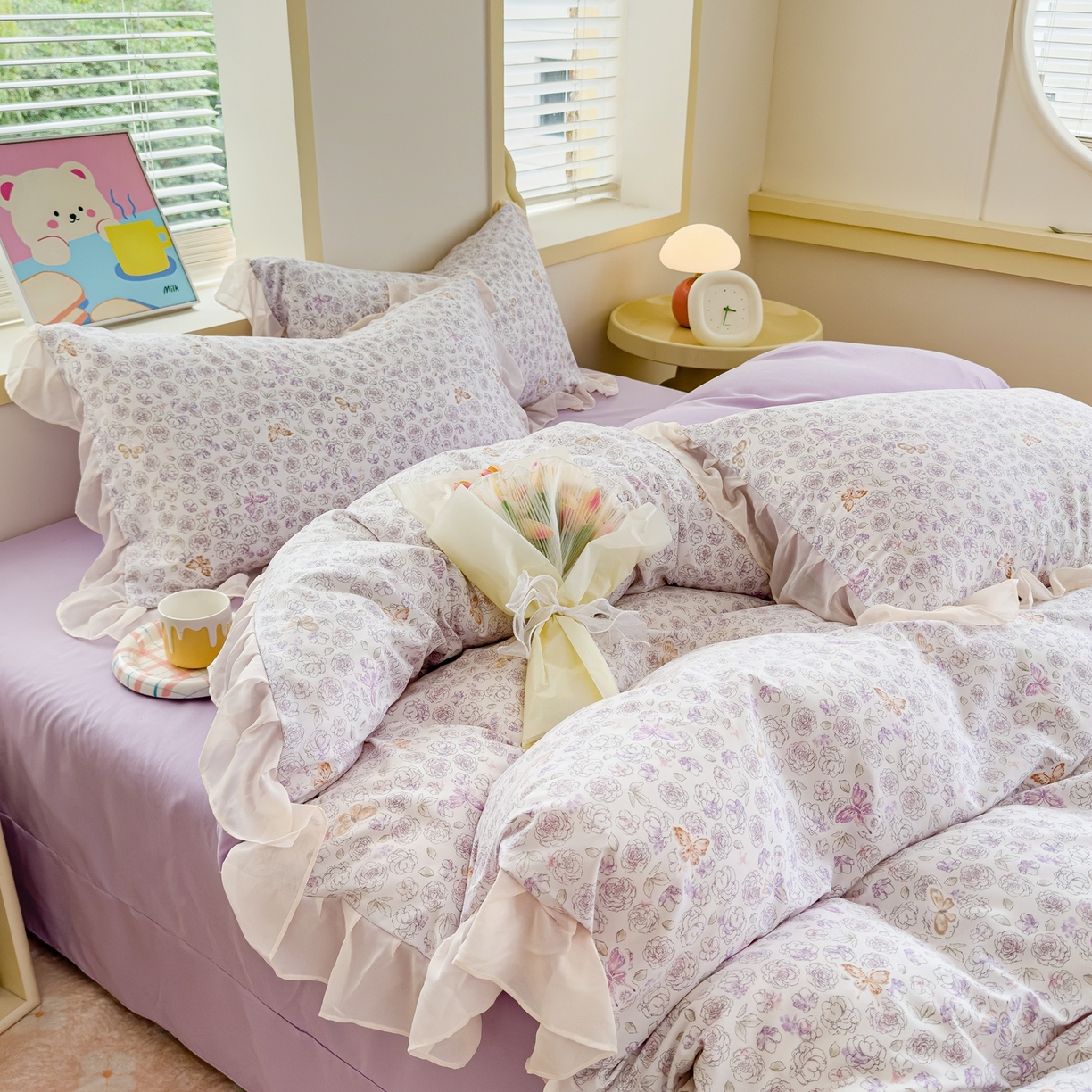 91家纺网 家纺一手货源 找家纺 橘子家 2025新款云纱四件套 星月