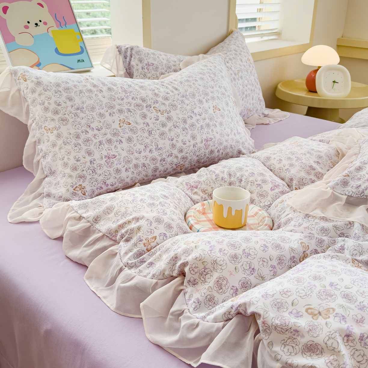 91家纺网 家纺一手货源 找家纺 橘子家 2025新款云纱四件套 星月