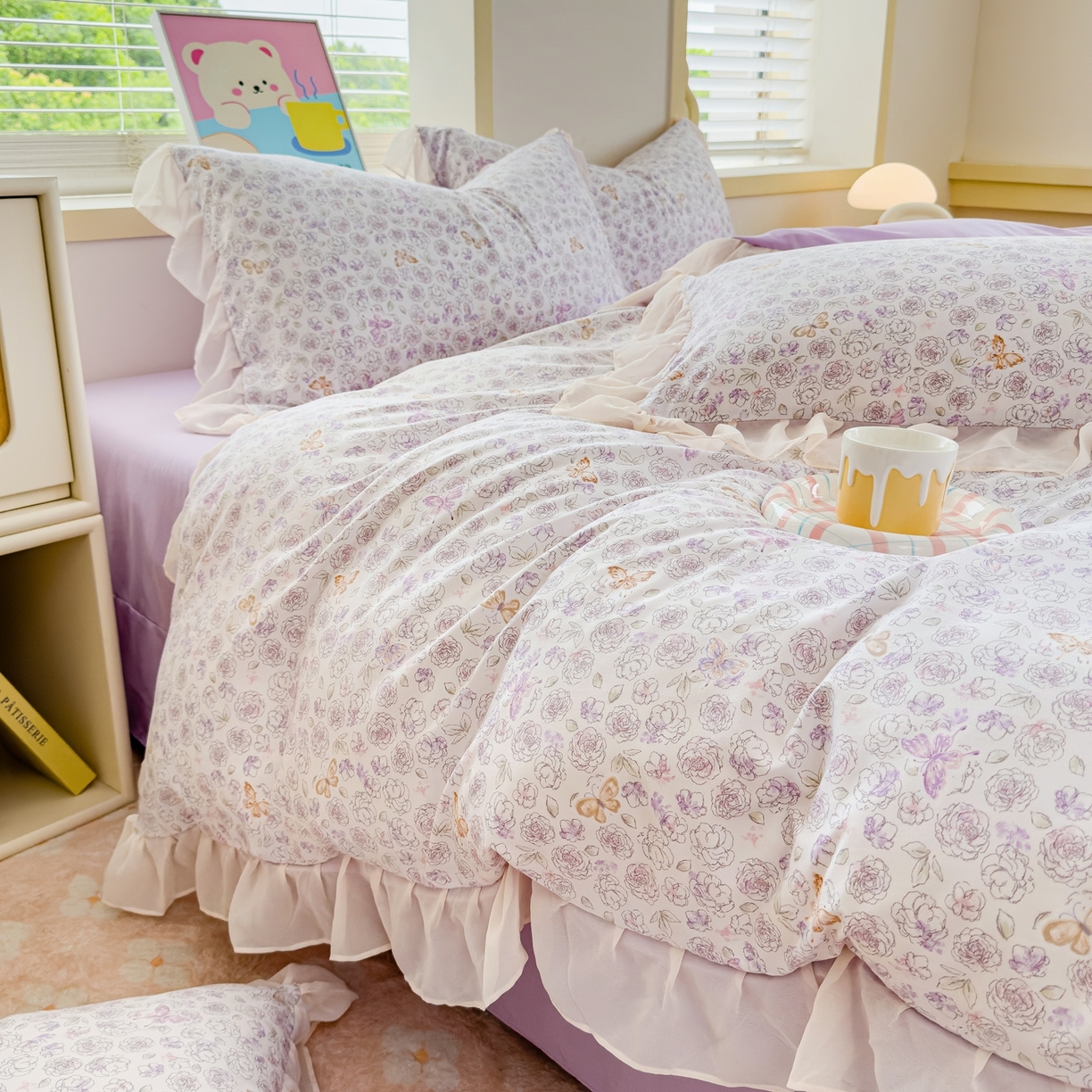 91家纺网 家纺一手货源 找家纺 橘子家 2025新款云纱四件套 星月