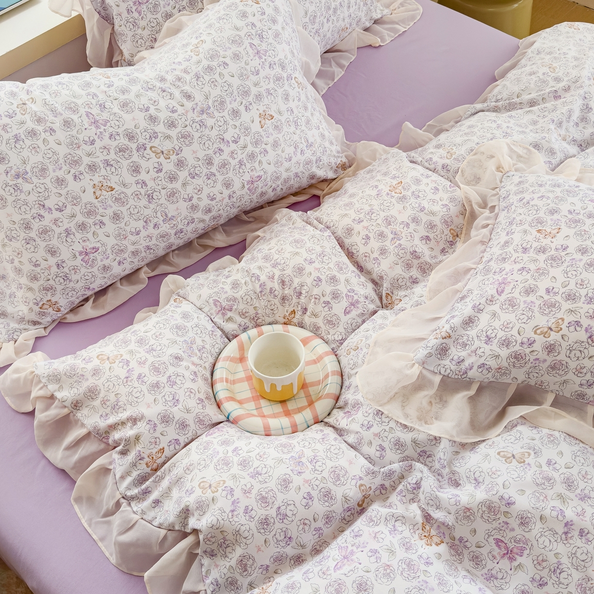 91家纺网 家纺一手货源 找家纺 橘子家 2025新款云纱四件套 星月