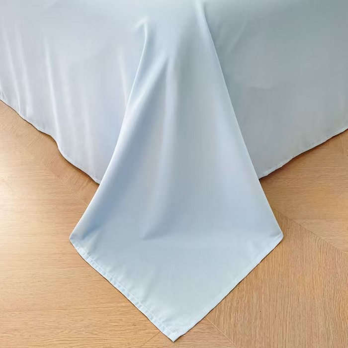 91家纺网 家纺一手货源 找家纺 易禾家纺 2025新款韩版卡通兔毛贴布绣水洗棉四件套学生宿舍三件套-炸毛小猫 炸毛小猫——蓝格