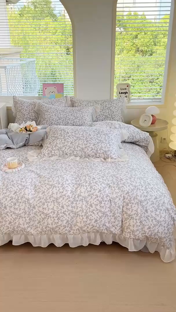 91家纺网 家纺一手货源 找家纺 橘子家 2025新款云纱四件套 芳草集