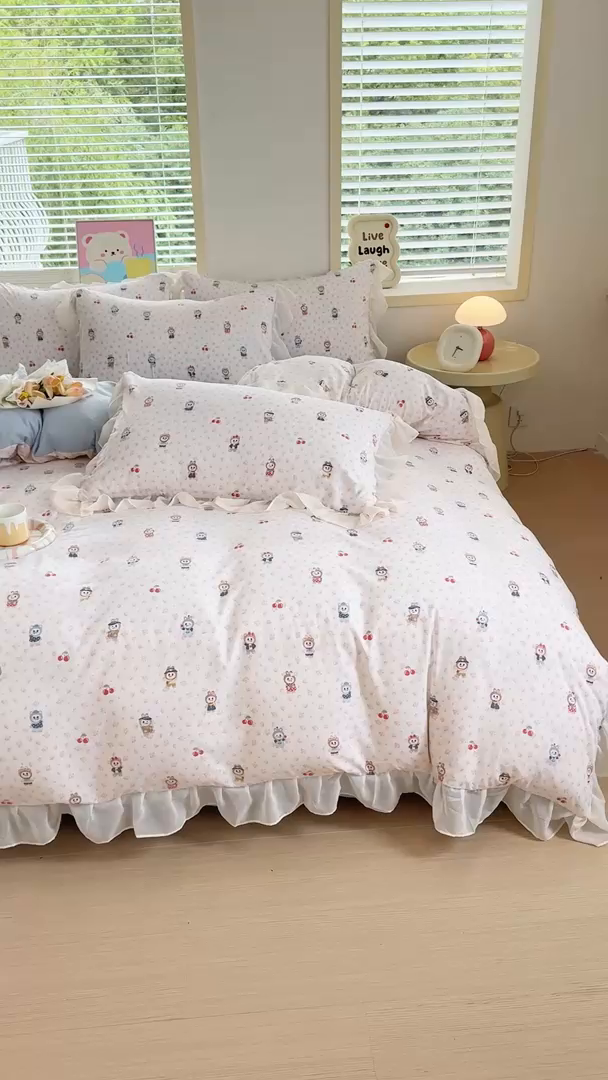 91家纺网 家纺一手货源 找家纺 橘子家 2025新款云纱四件套 拉布布