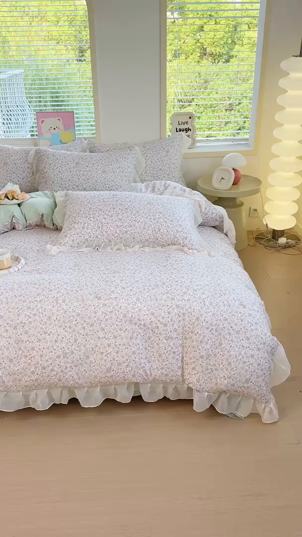 91家纺网 家纺一手货源 找家纺 橘子家 2025新款云纱四件套 兰亭序