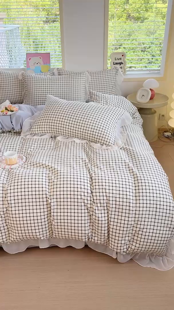 91家纺网 家纺一手货源 找家纺 橘子家 2025新款云纱四件套 米格