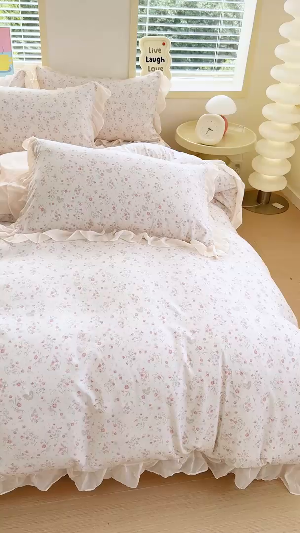 91家纺网 家纺一手货源 找家纺 橘子家 2025新款云纱四件套  清风半夏