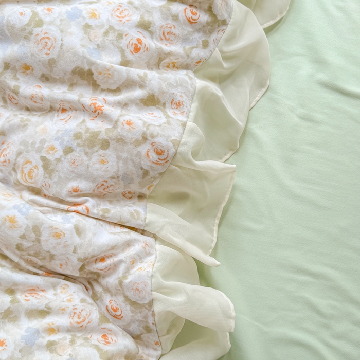 91家纺网 家纺一手货源 找家纺 橘子家 2025新款云纱四件套 花雨梦