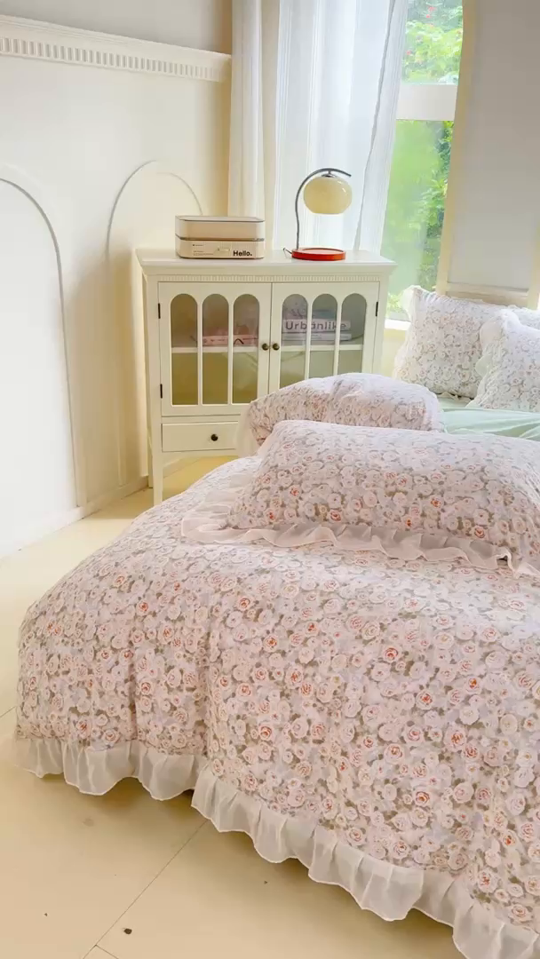 91家纺网 家纺一手货源 找家纺 橘子家 2025新款云纱四件套 花雨梦