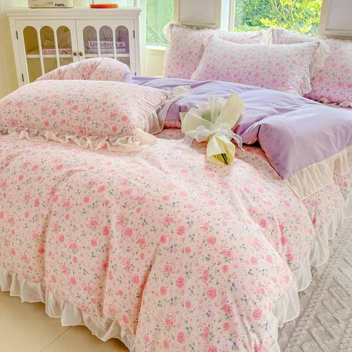 91家纺网 家纺一手货源 找家纺 橘子家 2025新款云纱四件套 甜梦