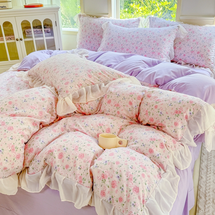 91家纺网 家纺一手货源 找家纺 橘子家 2025新款云纱四件套 甜梦