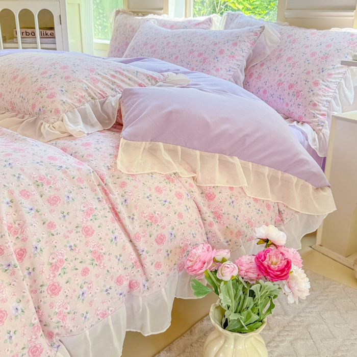 91家纺网 家纺一手货源 找家纺 橘子家 2025新款云纱四件套 甜梦