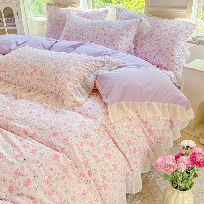 91家纺网 家纺一手货源 找家纺 橘子家 2025新款云纱四件套 甜梦