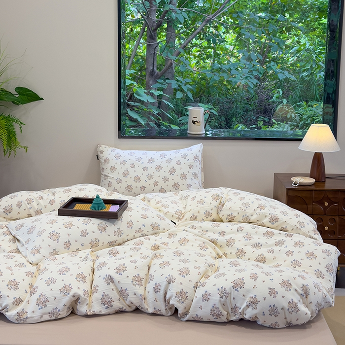 91家纺网 家纺一手货源 找家纺 竹合家纺 2025秋冬新品爆款有氧人字纹提花小清新加厚四件套 白茶