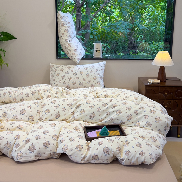 91家纺网 家纺一手货源 找家纺 竹合家纺 2025秋冬新品爆款有氧人字纹提花小清新加厚四件套 白茶