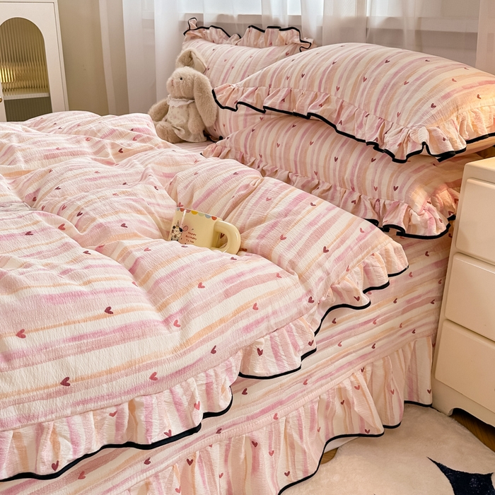 91家纺网 家纺一手货源 找家纺 （总）尚美 2025新款法式小黑边云感四件套床盖款