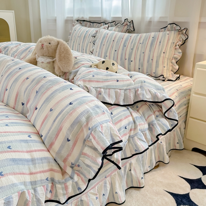 91家纺网 家纺一手货源 找家纺 （总）尚美 2025新款法式小黑边云感四件套床盖款