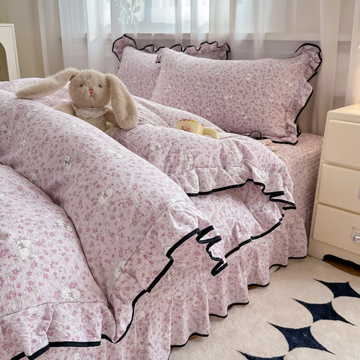 91家纺网 家纺一手货源 找家纺 （总）尚美 2025新款法式小黑边云感四件套床盖款