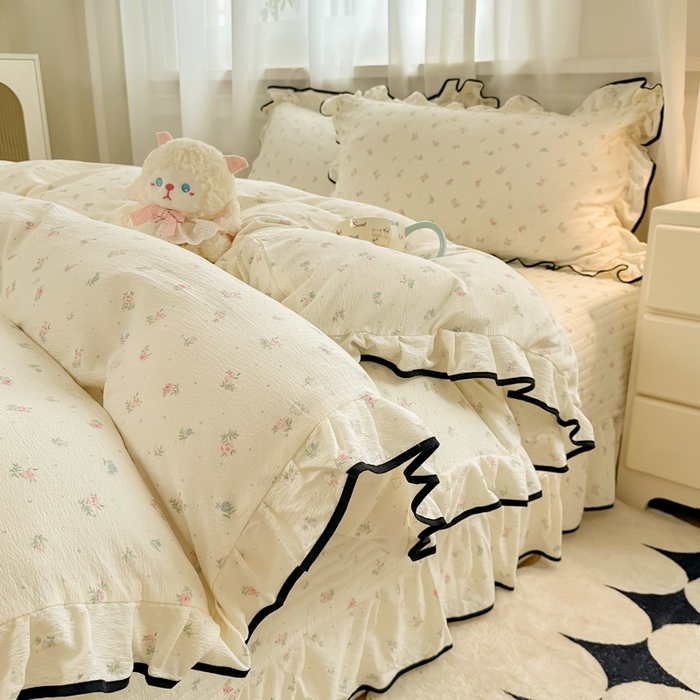 91家纺网 家纺一手货源 找家纺 （总）尚美 2025新款法式小黑边云感四件套床盖款