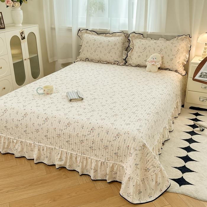 91家纺网 家纺一手货源 找家纺 尚美 2025新款法式小黑边云感四件套床盖款 丁香花