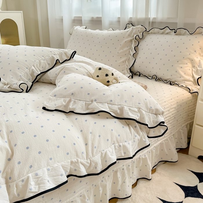 91家纺网 家纺一手货源 找家纺 尚美 2025新款法式小黑边云感四件套床盖款 兰波点