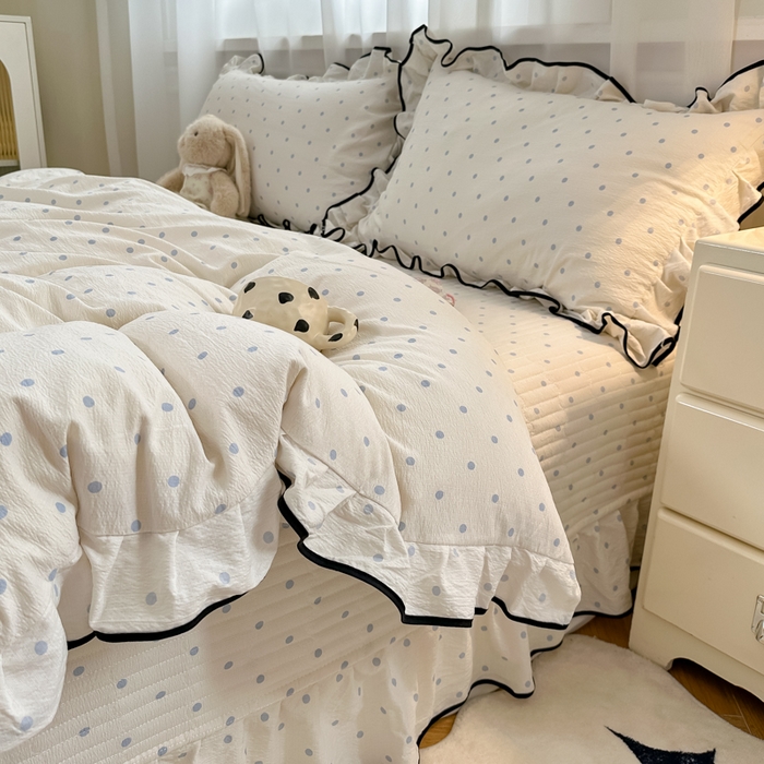 91家纺网 家纺一手货源 找家纺 尚美 2025新款法式小黑边云感四件套床盖款 兰波点