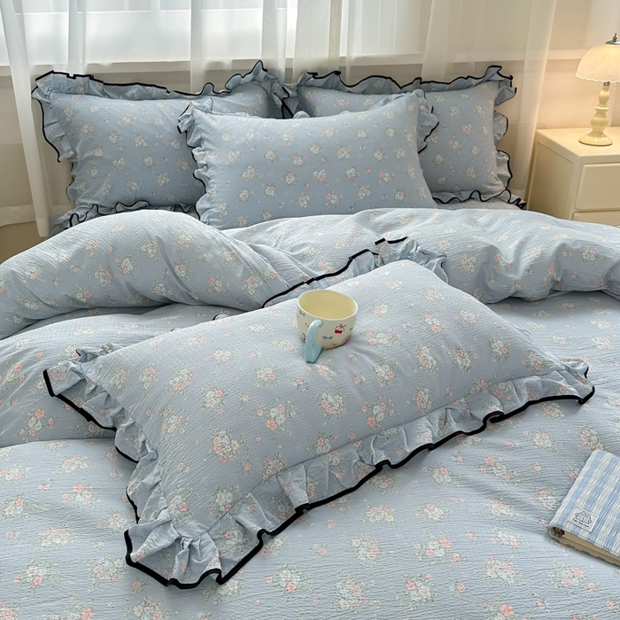 91家纺网 家纺一手货源 找家纺 尚美 2025新款法式小黑边云感四件套床盖款 兰亭